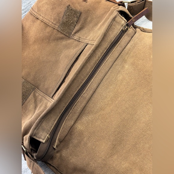Rothco Canvas Leather Distressed Messenger Crossbody Bag 15” Computer Military - Picture 13 of 16